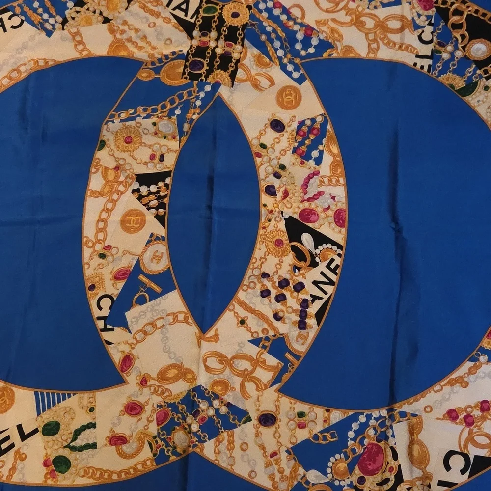 Chanel‎ Royal Blue and Gold Scarf